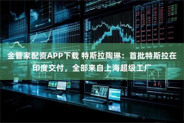 金管家配资APP下载 特斯拉陶琳：首批特斯拉在印度交付，全部来自上海超级工厂